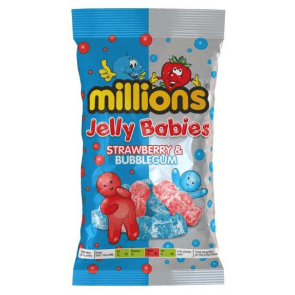 Millions Bags Strawberry & Bubblegum Jelly Babies Bag (140g)